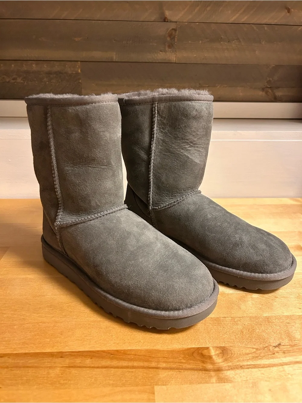 UGG Classic Short Suede Shearling Boots - Gray - Picture 1 of 4